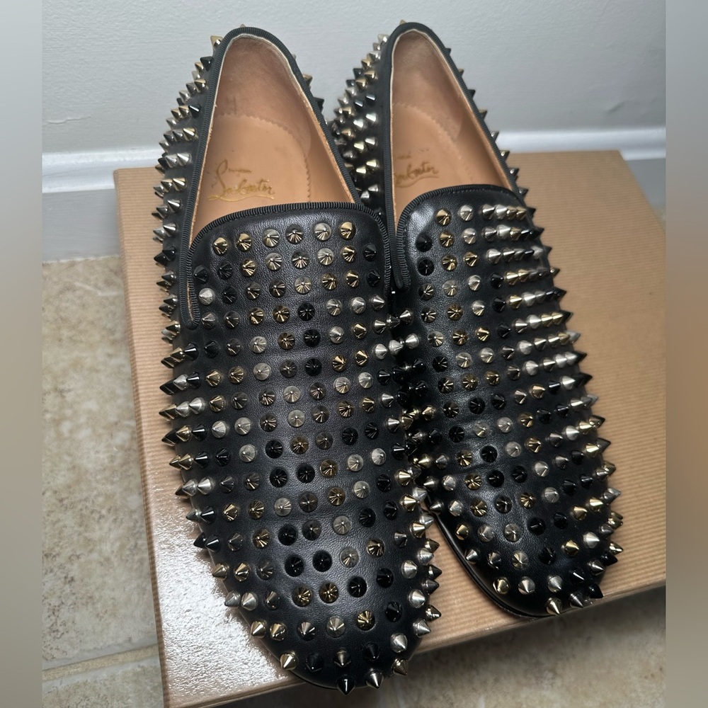 Christian Louboutin “Louis Flat Patent/Calf/Spikes/Studs M105 NIOR/MULTIC 40.5
